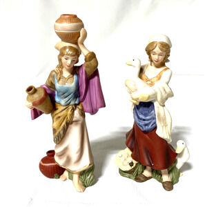 Thomas Kinkade Nativity Bountiful Water Barer & Humble Peasant Maiden